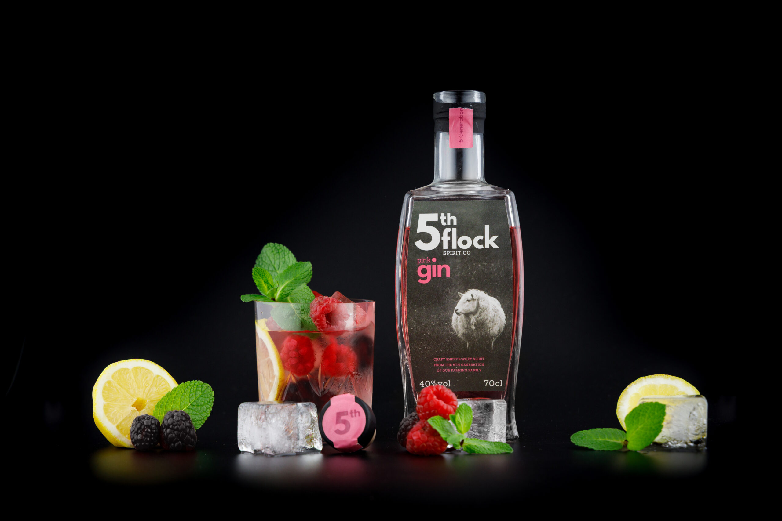 5thFlockPink_High-14 Blackberries 5th Flock Pink Gin infused with sheep's milk